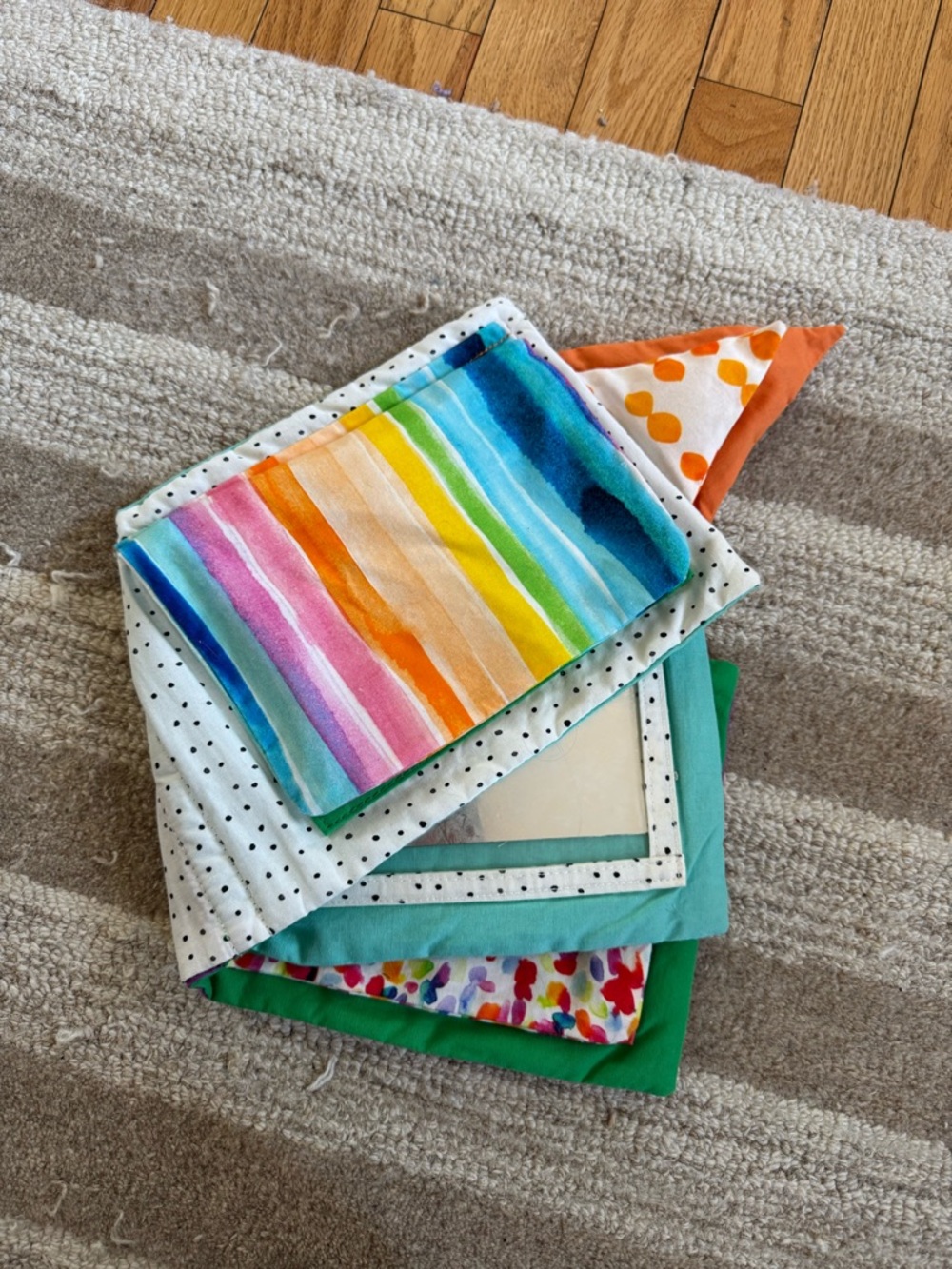 Sensory Quiet Book with Rainbow Stripe Cover - Multi